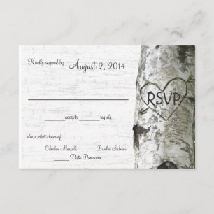 Birch Tree with Carved Heart RSVP