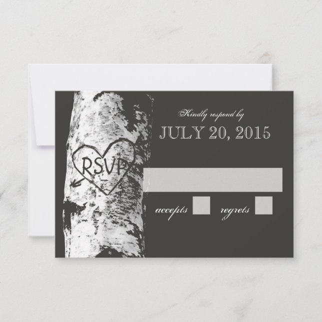Birch Tree with Carved Heart RSVP (Front)