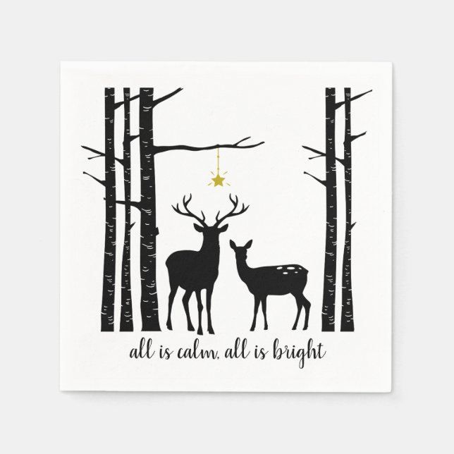 Birch Trees and Deer Christmas | Napkin (Front)