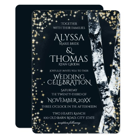 Birch Trees and Sparkle Wedding Card