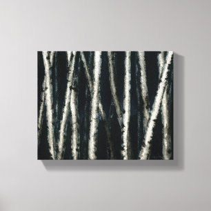 Birch Trees at Night Stretched Canvas Print