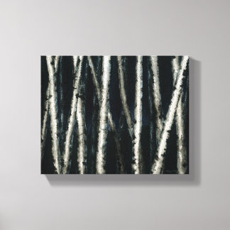 Birch Trees at Night Stretched Canvas Print