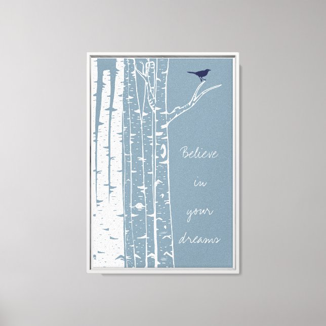 Birch Trees Bird Canvas Print (Front)
