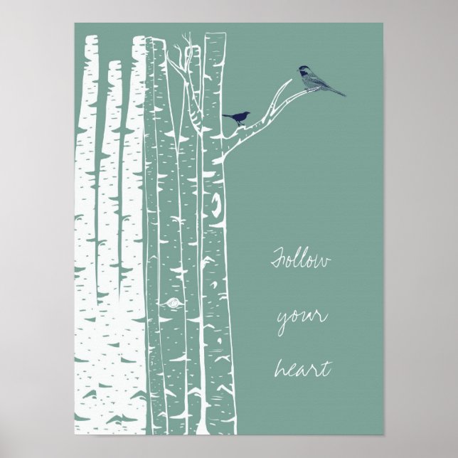 Birch Trees Bird Sage Poster (Front)