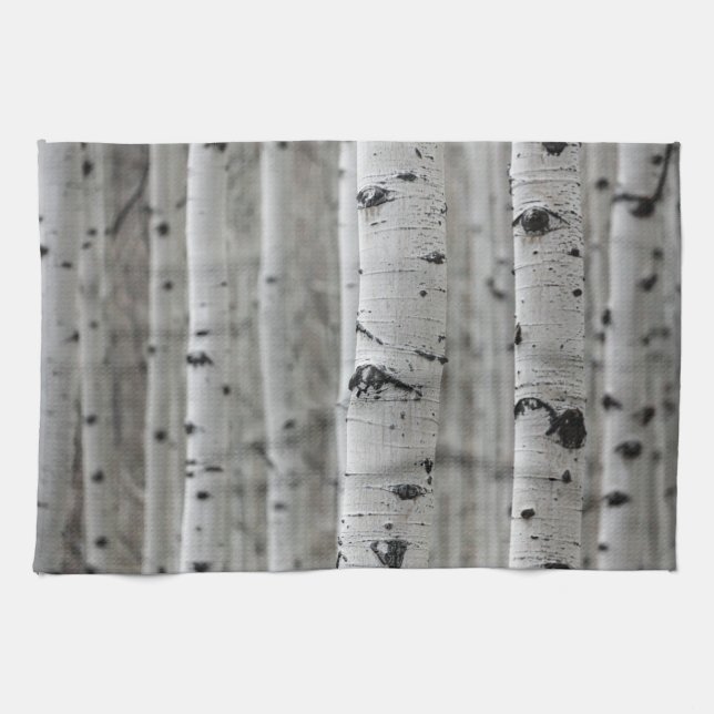 Birch trees, black & White, winter kitchen Kitchen Towel (Horizontal)