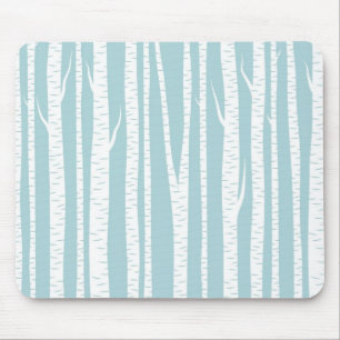 Birch Trees Blue Mouse Pad
