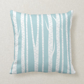 Birch Trees Blue Throw Pillow