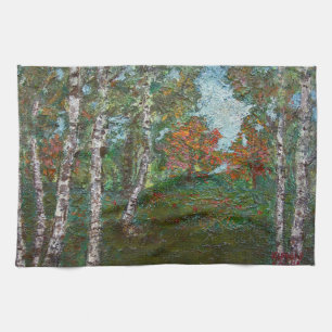Birch Trees (by Kimon Loghi) Kitchen Towel