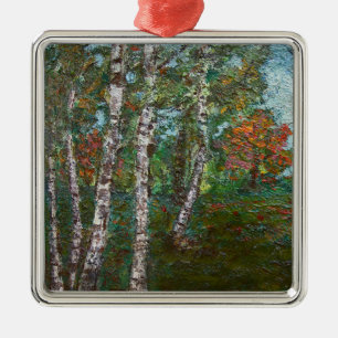 Birch Trees (by Kimon Loghi) Metal Ornament