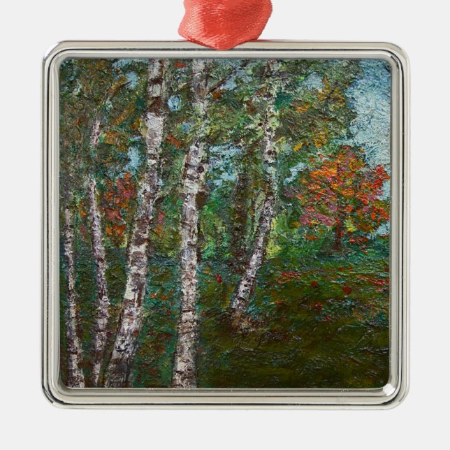 Birch Trees (by Kimon Loghi) Metal Ornament (Front)