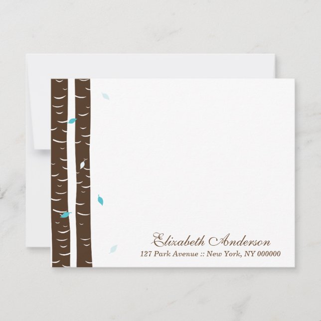 Birch Trees Custom Flat Note Cards (Front)