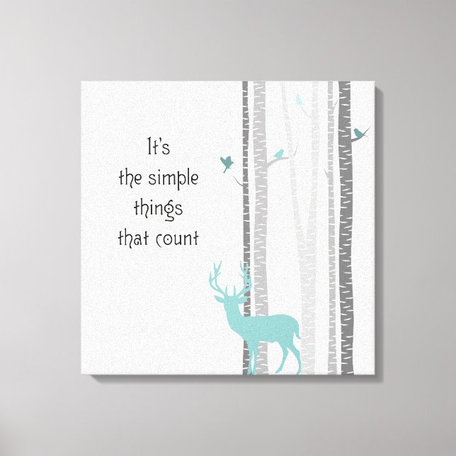 Birch Trees Deer Inspirational quote Canvas Print (Front)