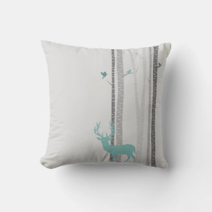 Birch Trees Deer Inspirational quote Throw Pillow