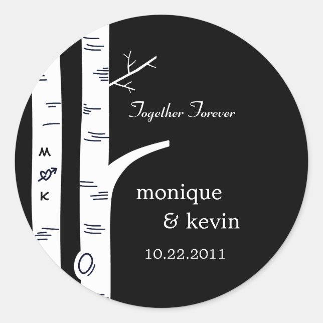 Birch Trees Favour Stickers/ Envelope Seals - Blac (Front)