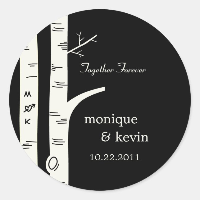 Birch Trees Favour Stickers/ Envelope Seals - Blac (Front)