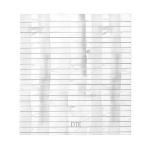 Birch Trees Grey Lined Monogram Personalized  Notepad