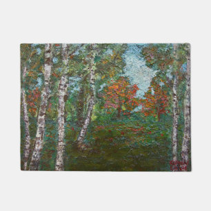 Birch Trees in a Romanian Woodland (Kimon Loghi) Doormat