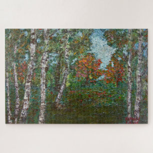 Birch Trees in a Woodland Forest (by Kimon Loghi) Jigsaw Puzzle