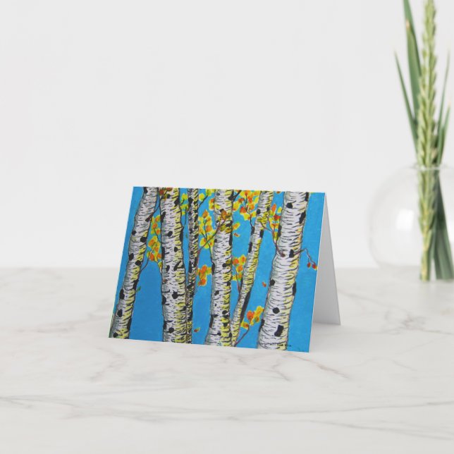 Birch Trees in Autumn Note Cards (Front)