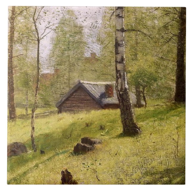 Birch Trees in the Swedish Countryside (Jansson) Tile (Front)