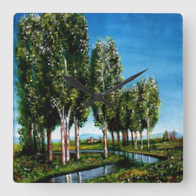 BIRCH TREES IN TUSCANY SQUARE WALL CLOCK (Front)