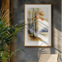 Birch Trees in Watercolor - Print