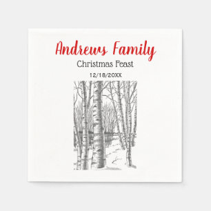Birch Trees In Winter Christmas Xmas Napkin