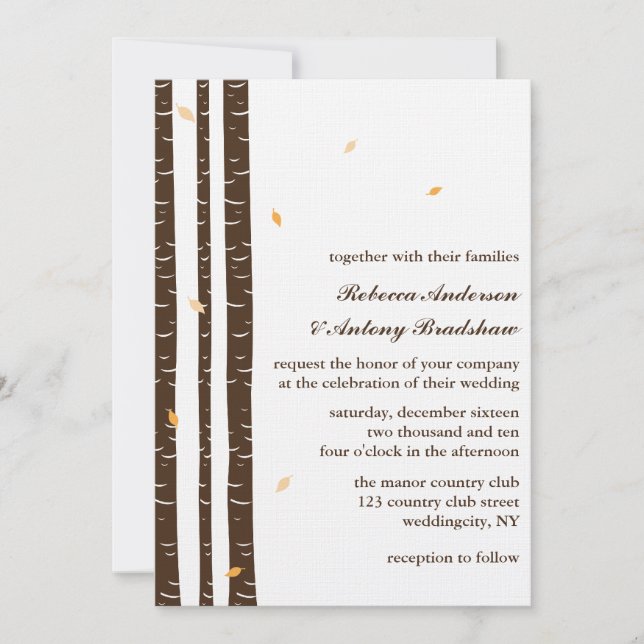 Birch Trees Invitations de mariage (Devant)