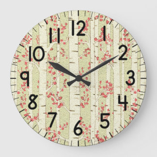 birch trees large clock