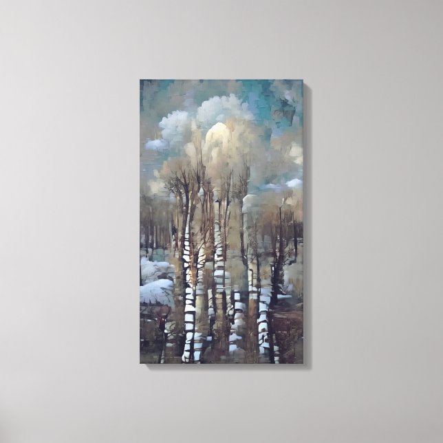 Birch Trees on a Winter Day Canvas Print (Front)