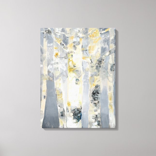 Birch Trees On Grey Background Canvas Print (Front)