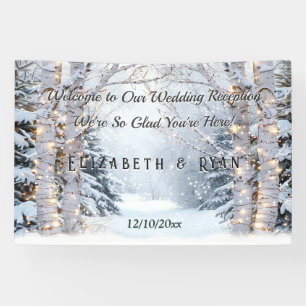 Birch Trees Pine Trees Winter Wonderland Wedding   Banner