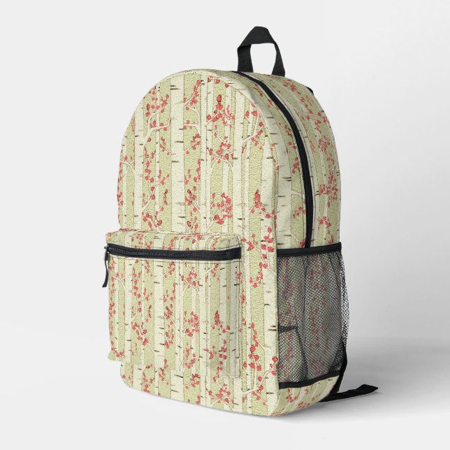 birch trees  printed backpack (Back Corner Right)