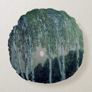 Birch Trees Round Pillow