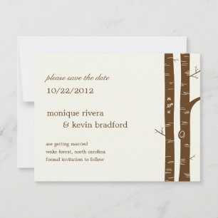 Birch Trees Save The Date Announcement - Almond