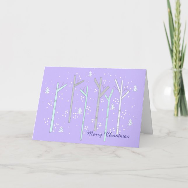 Birch Trees Snow Scene Holiday Card (Front)