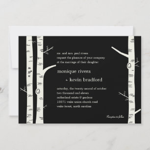 Birch Trees Wedding Invitation - Black