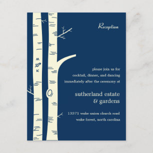 Birch Trees Wedding Reception Card - Navy