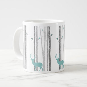 Birch Trees with Deer Large Coffee Mug