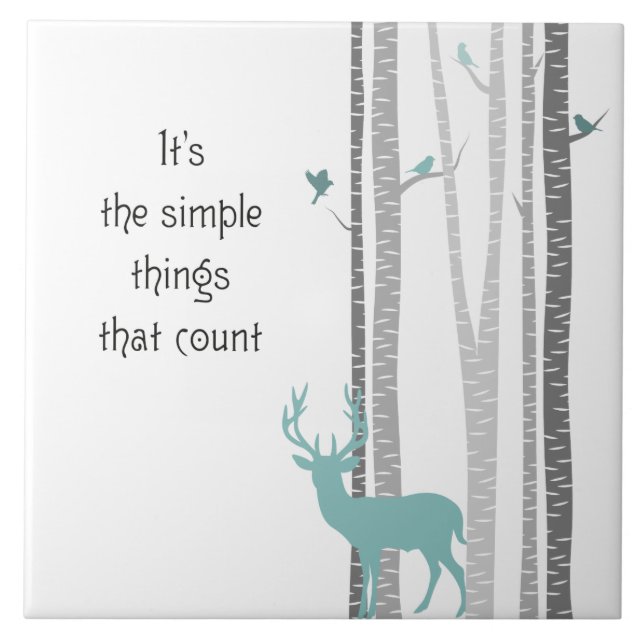 Birch Trees with Deer Simple Things Count Tile (Front)