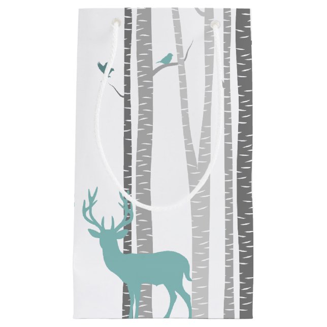 Birch Trees with Deer Small Gift Bag (Front)