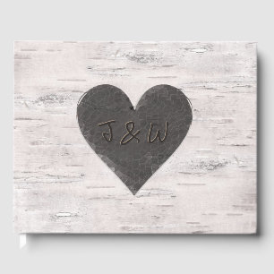 Birch Wood Look Wedding Guest Book