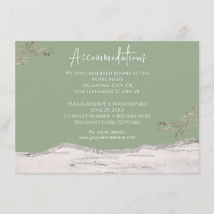 Birch Wood Sage Green Wedding Accommodations Enclo Enclosure Card