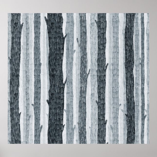 Birch wood trees, seamless background pattern. poster (Front)