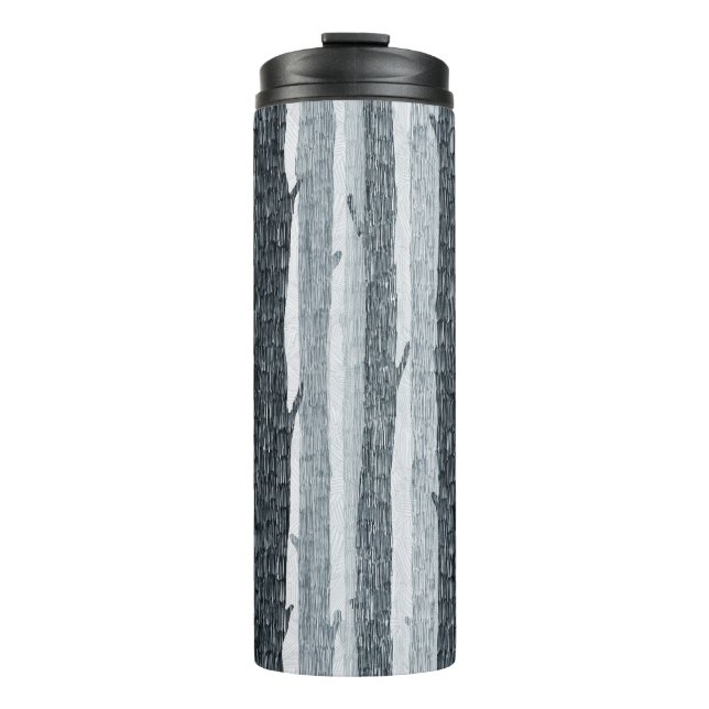 Birch wood trees, seamless background pattern. thermal tumbler (Front)