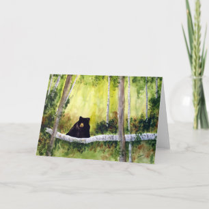 Birches and Bear Blank Greeting Card