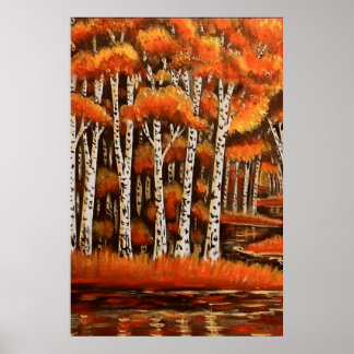 Birches Autumn Landscape Poster