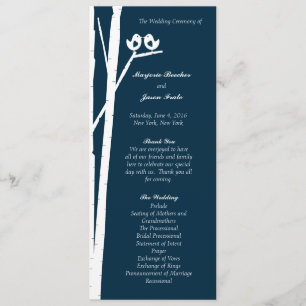 Birchtree Birds Wedding Program Blue