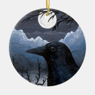 Bird 58 Crow Raven Ceramic Ornament
