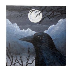 Bird 58 Crow Raven Tile